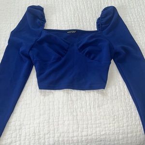 Blue off the shoulder crop top